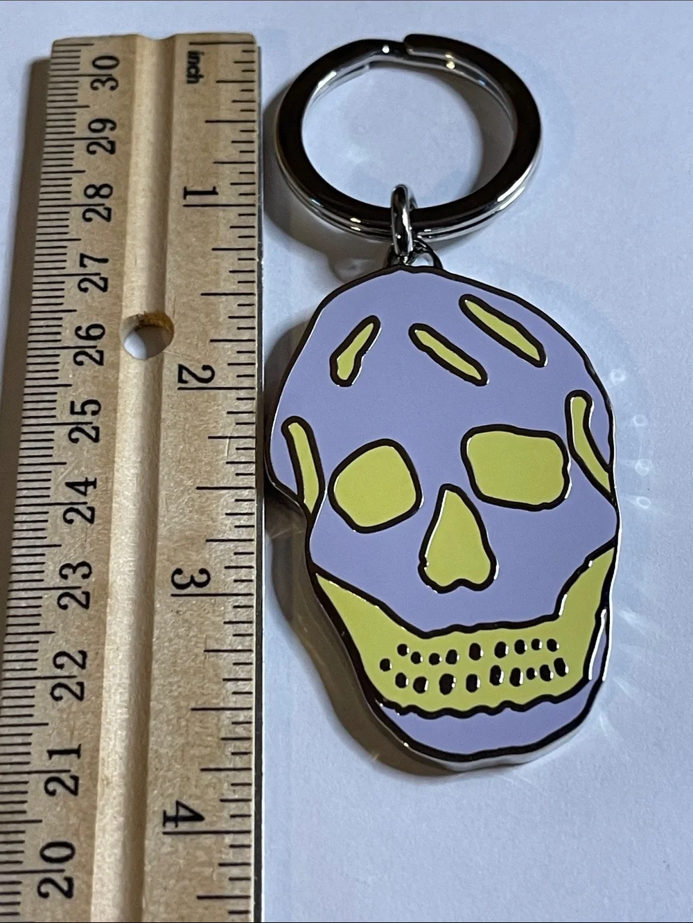 Alexander McQueen Skull Keychain Pendant in Lavender and Yellow